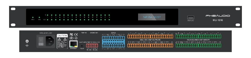 MU-1616 Procesador DSP de audio en red Dante 16*16